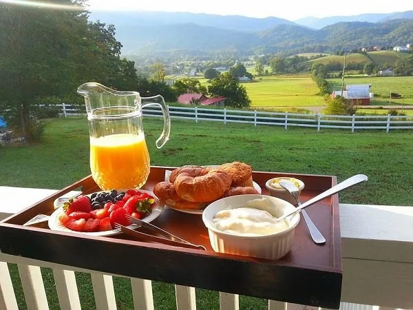 Gourmet breakfast on the garden gazebo
